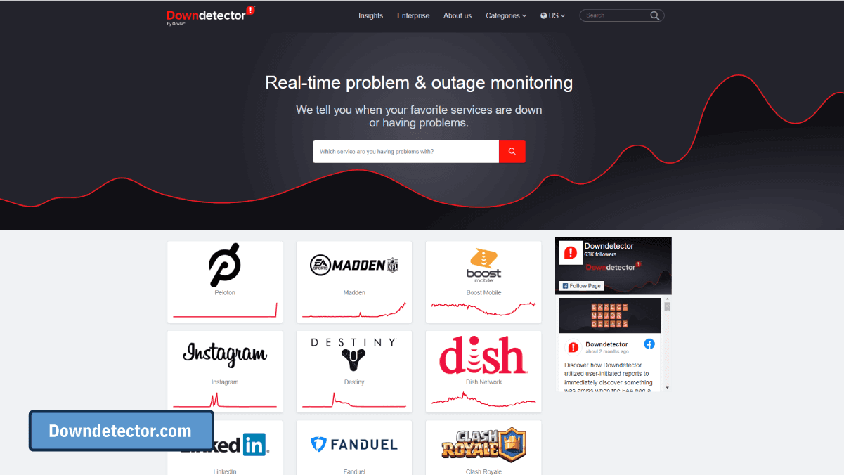 Screenshot from downdetector.com
