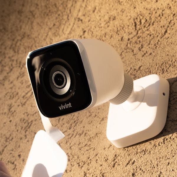 Vivint outdoor camera mounted to exterior wall