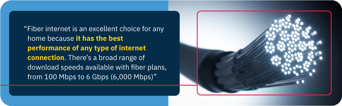 A fiber optic cable highlighting how fiber internet has the best performance