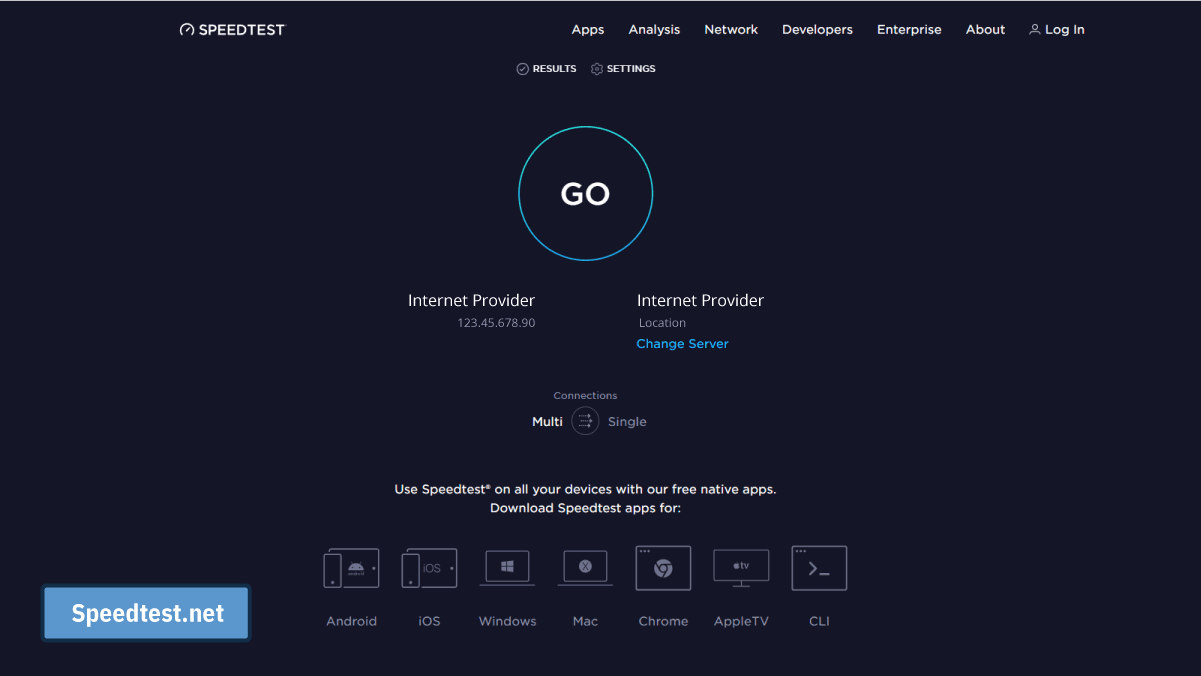 Screenshot from speedtest.net